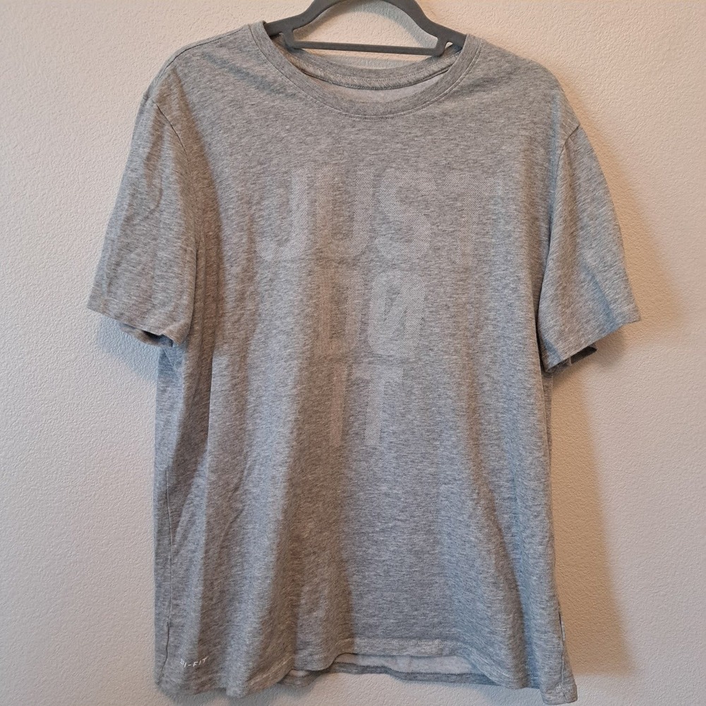 Nike Dri-FIT Just Do It Graphic Tee Grey Athletic Cut XL Short Sleeve T-Shirt